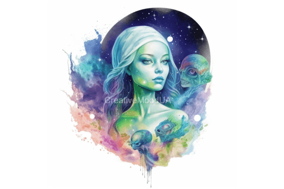 Download Aliens. Watercolor. PNG - Watercolor Collection
