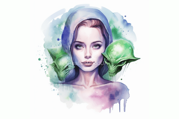 Download Aliens. Watercolor. PNG - Watercolor Collection