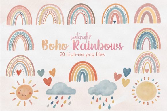 Download Watercolor Boho Rainbow Clipart&nbsp; - Watercolor Collection