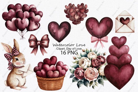 Download Watercolor Love Clipart, Day of Love - Watercolor Collection