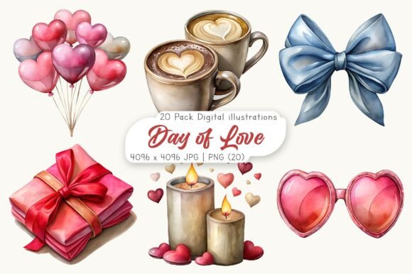 Download Watercolor Day of Love Clipart Bundle - Watercolor Collection