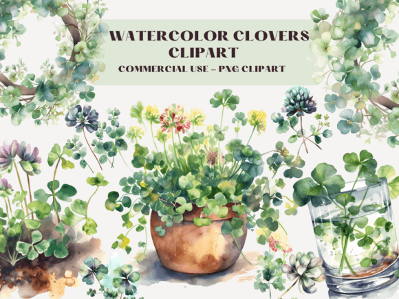 Download Watercolor Clovers Clipart - Watercolor Collection