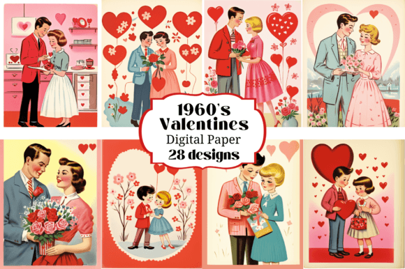 Download 1960's Valentine Cards Backgrounds - Cards Collection