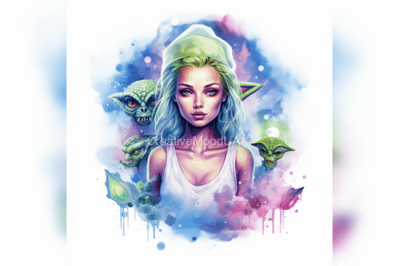 Download Aliens. Watercolor. PNG - Watercolor Collection