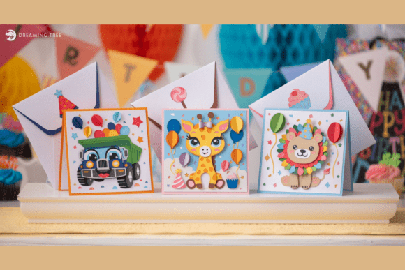 Download Tiny Tots Birthday Pop Up Cards SVG Bundle - Cards Collection