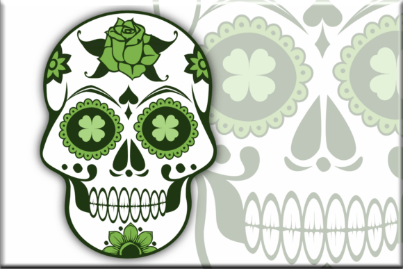 Download St. Patrick's Day Skull with Clovers - St. patrick Collection